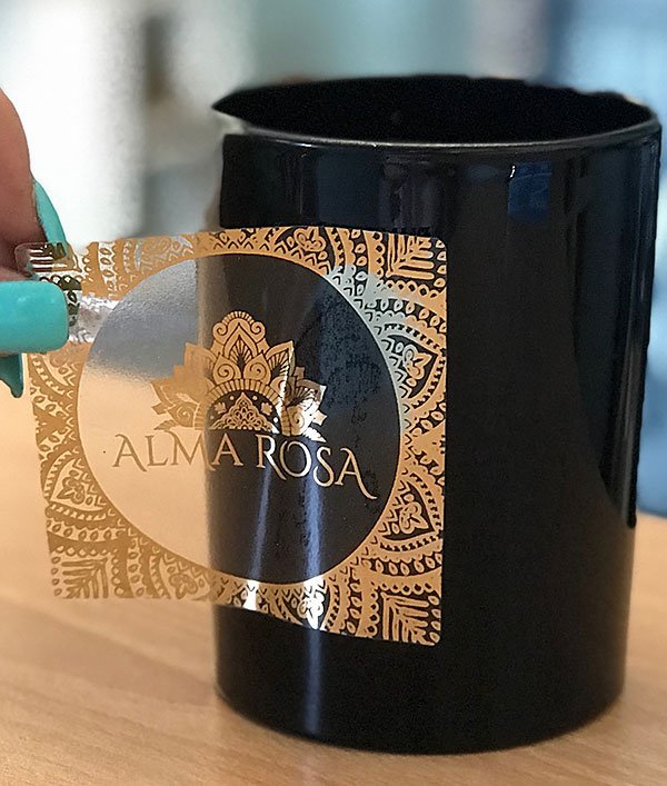 ฉลากใสพิมพ์ทองเมทาลิค ALMA ROSA